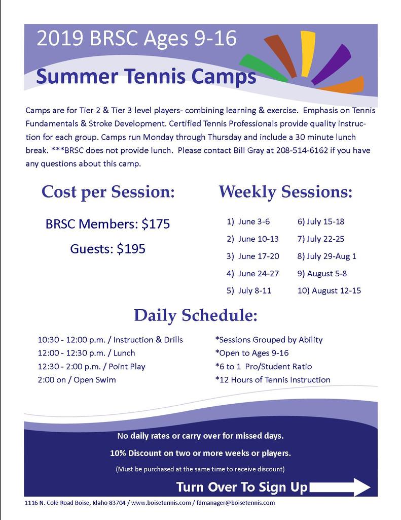 Jr. Summer Camps Boise Racquet and Swim Club